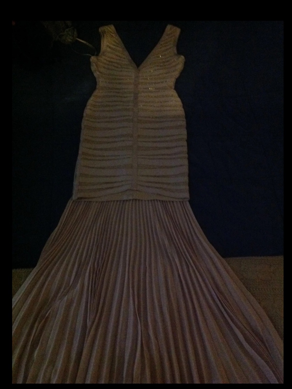 Herve leger Eliza dress gown Small beige beaded small nude - Picture 10 of 11